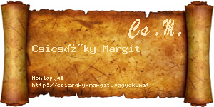 Csicsáky Margit névjegykártya